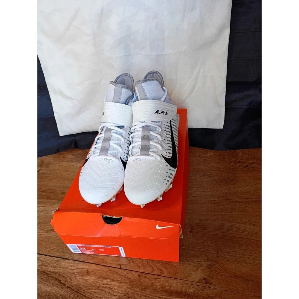 Nike Alpha Menace Pro 2 Mid Football Cleats Mens 12 White AQ3209-100 NIB
